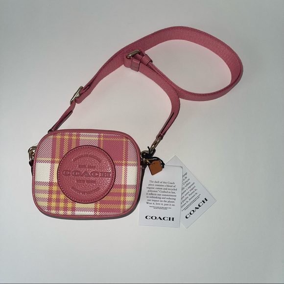 Coach Mini Dempsey Camera Bag With Garden Plaid Print And Coach Patch New W/ Tag - Picture 2 of 14